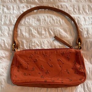Vintage Bill Blass Embossed Floral Shoulder Bag in Rust